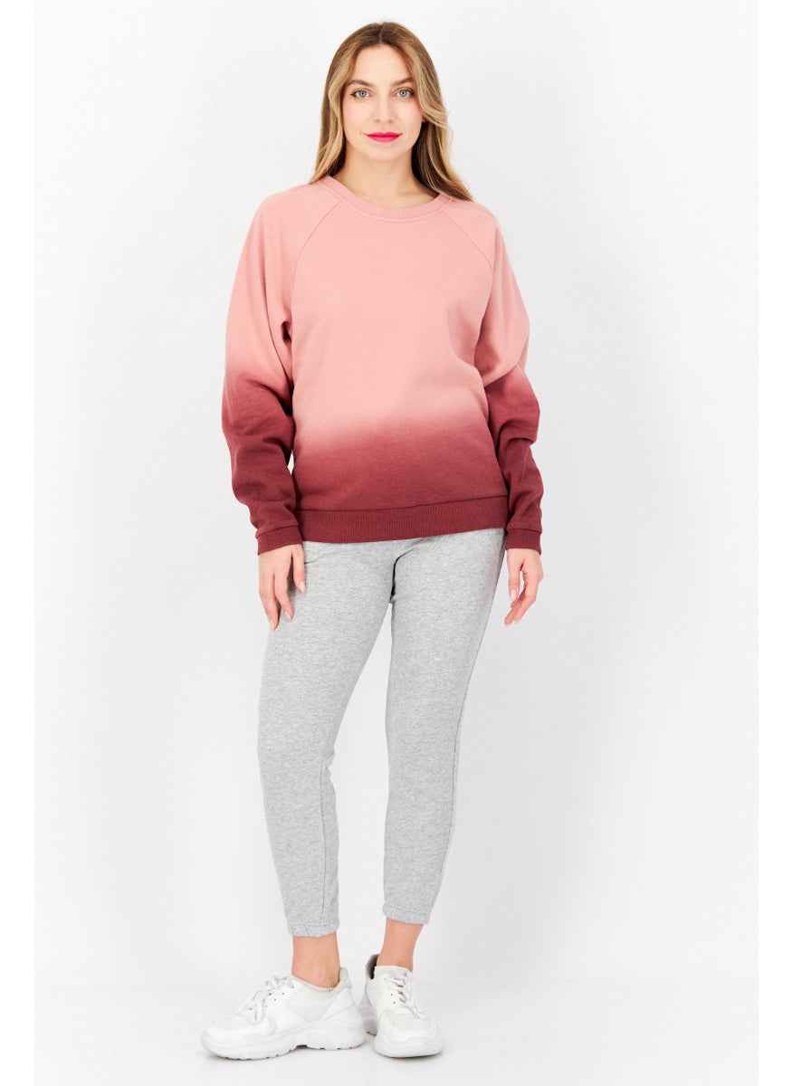 Marc New York Women Crew Neck Long Sleeve Ombre Sweatshirt, Pink  - Image 3