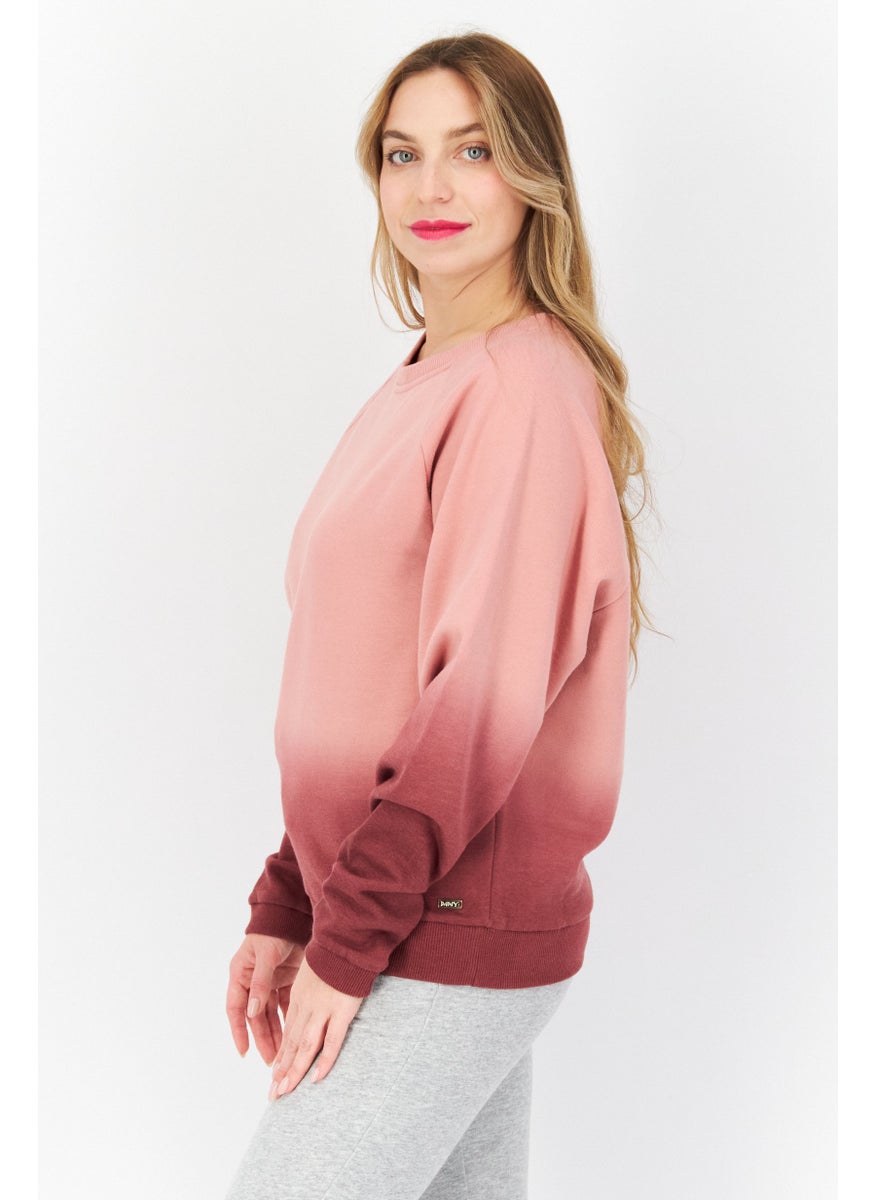 Marc New York Women Crew Neck Long Sleeve Ombre Sweatshirt, Pink  - Image 2