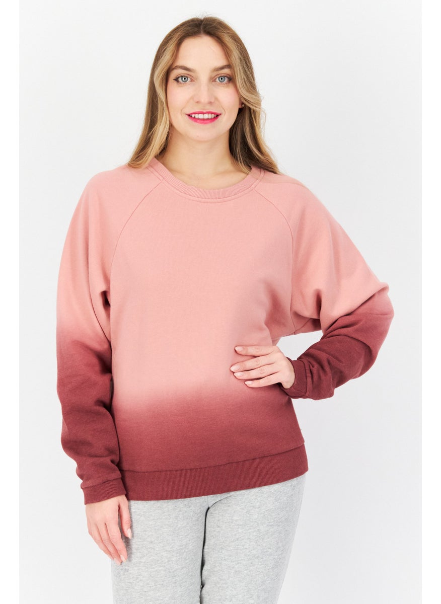 Marc New York Women Crew Neck Long Sleeve Ombre Sweatshirt, Pink  - Image 1