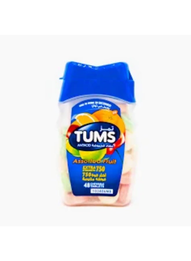 Antacid Assorted Fruit Extra Strength 750, 48 Chewable Tablets