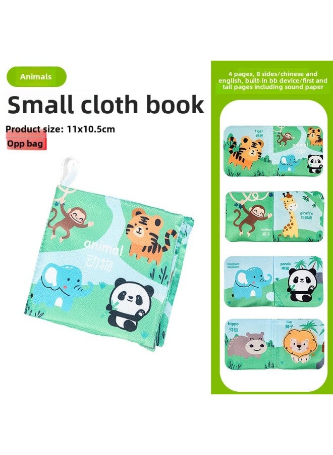 Cloth Book Early Education Baby Tearable 0-3 Years Old Three-dimensional Tail Book Bite Enlightenment Book 6 Months Baby Educational Toys-Color: Short Cloth Book-Animal (Chinese And English Version, 4 Pages, 8 Faces With Sound Paper BB Device) 20g  - Image 1