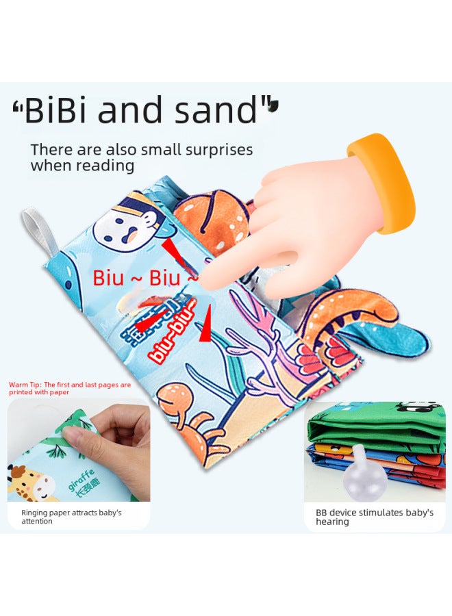 Cloth Book Early Education Baby Tearable 0-3 Years Old Three-dimensional Tail Book Bite Enlightenment Book 6 Months Baby Educational Toys-Color: Short Cloth Book-Animal (Chinese And English Version, 4 Pages, 8 Faces With Sound Paper BB Device) 20g  - Image 5