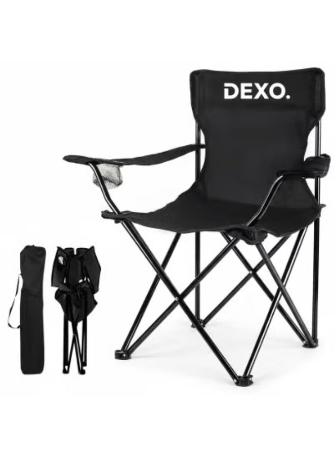 Premium Portable Camping Chair – Foldable Fishing, Beach & Travel Seat, Sturdy Steel Frame, Oxford Fabric, Lightweight, Easy Carry for Outdoor, Picnic, Hiking, Black