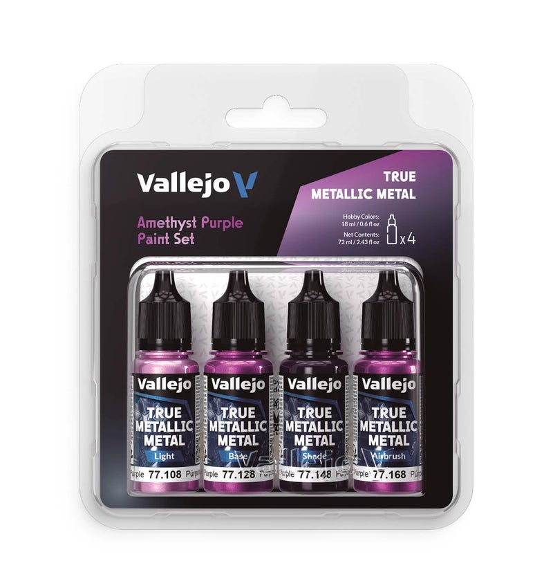 Vallejo - Amethyst Purple Paint Set | True Metallic Metal | Acrylic Colors for Painting Metal Effects on Fantasy, Historical, and Wargaming Miniatures | BSL System | 4 Bottles x 18 ml (0.6 fl.oz.) - Image 1