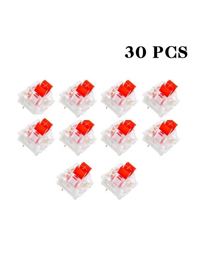 30 Pcs KeyBoard Switch Red Switches 3 Pin Key Switch - Cherry MX Equivalent DIY Replaceable Switches for Mechanical Keyboard 45gf Linear/RGB/Dustproof - Image 1