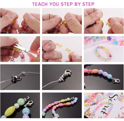 DOUSHI Jewellery Making Kit for Girls 410 Pcs | DIY Bracelet Beads Set for Kids Age 5-12 | Safe Craft Kit with Storage Box | Birthday Gift for Girls - Image 2