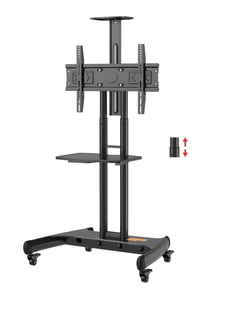 Adjustable TV Trolley Stand with Wheels for 32-70 Inch LCD/LED Screens – Rolling Floor Stand with Tray, Supports up to 45.5 KG  - Image 1