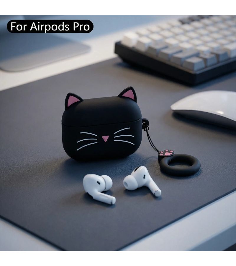 غلاف سماعة أذن سيليكون فائق الرقة بلون أسود لقطط صغيرة مخصص لـ Airpods 3 - Image 3
