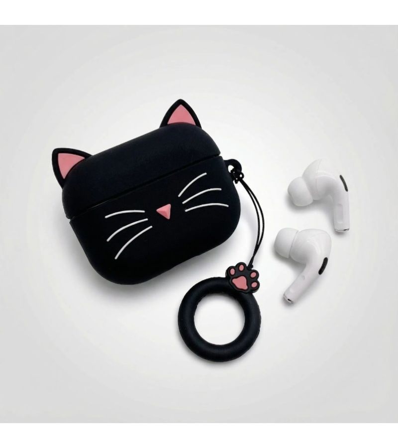 غلاف سماعة أذن سيليكون فائق الرقة بلون أسود لقطط صغيرة مخصص لـ Airpods 3 - Image 1