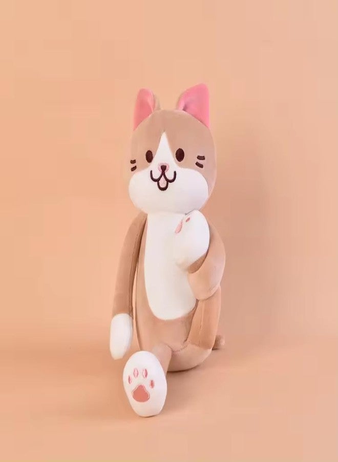TechMax Solution Brown White Long Hand Leg Cat Plush Pillow - Image 3