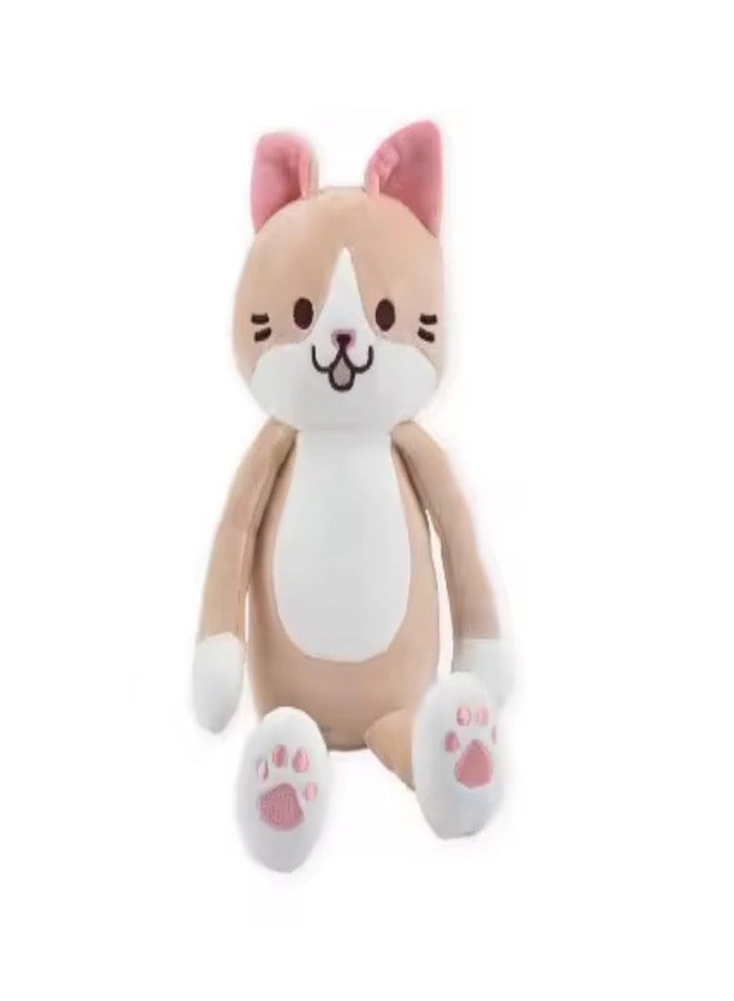 TechMax Solution Brown White Long Hand Leg Cat Plush Pillow - Image 1