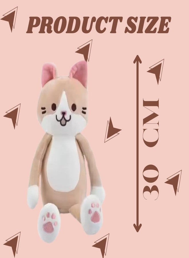 TechMax Solution Brown White Long Hand Leg Cat Plush Pillow - Image 2
