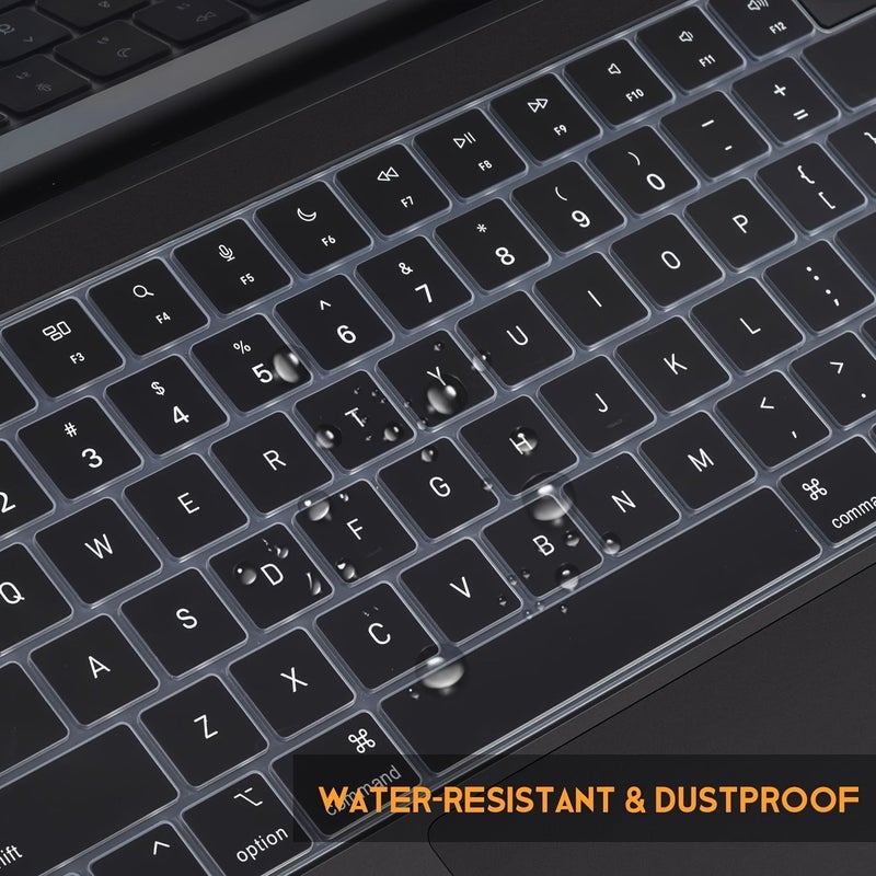 غلافان فائق النحافة باللون الأسود من السيليكون للوحة المفاتيح، متوافق مع MacBook Air مقاس 13 بوصة (موديل A1932) من عام 2018 إلى 2019، بتصميم تخطيط اللغة الإنجليزية (US ANSI). - Image 5