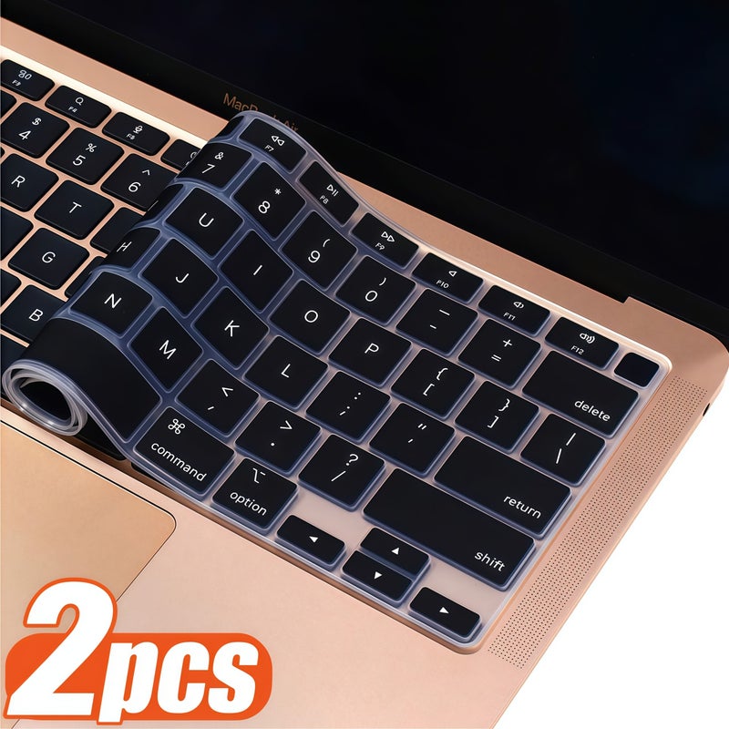 غلافان فائق النحافة باللون الأسود من السيليكون للوحة المفاتيح، متوافق مع MacBook Air مقاس 13 بوصة (موديل A1932) من عام 2018 إلى 2019، بتصميم تخطيط اللغة الإنجليزية (US ANSI). - Image 3