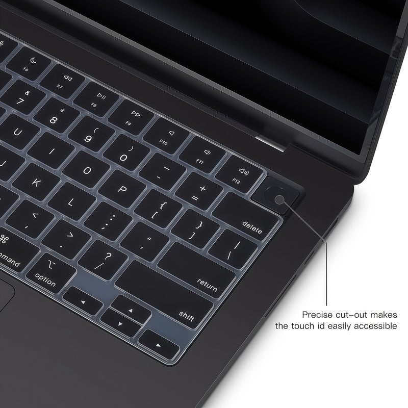 غلافان فائق النحافة باللون الأسود من السيليكون للوحة المفاتيح، متوافق مع MacBook Air مقاس 13 بوصة (موديل A1932) من عام 2018 إلى 2019، بتصميم تخطيط اللغة الإنجليزية (US ANSI). - Image 4