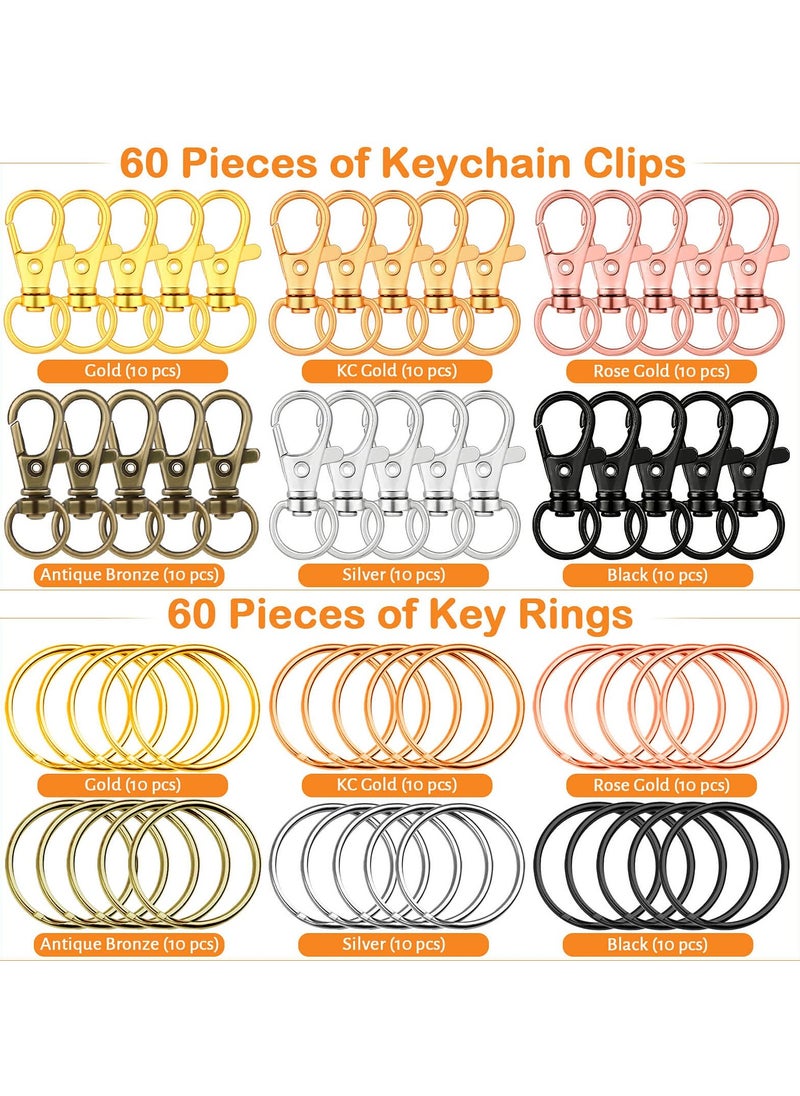 KASTWAVE - 120pcs Key Chain Clip Hooks, Swivel Clasps Lanyard Snap Hook with Rings, Keychain Hooks for Lanyard, Purse and Crafting, Lobster Claw Keychains Jewelry DIY Crafts - Image 1