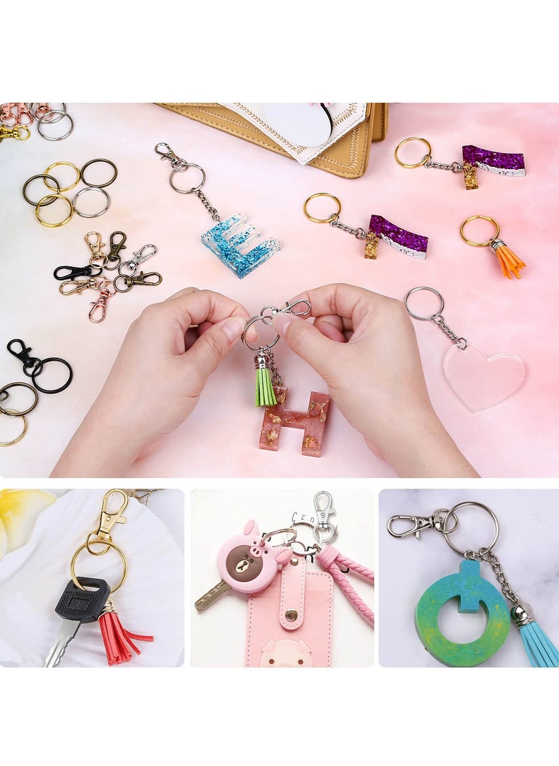 KASTWAVE - 120pcs Key Chain Clip Hooks, Swivel Clasps Lanyard Snap Hook with Rings, Keychain Hooks for Lanyard, Purse and Crafting, Lobster Claw Keychains Jewelry DIY Crafts - Image 1