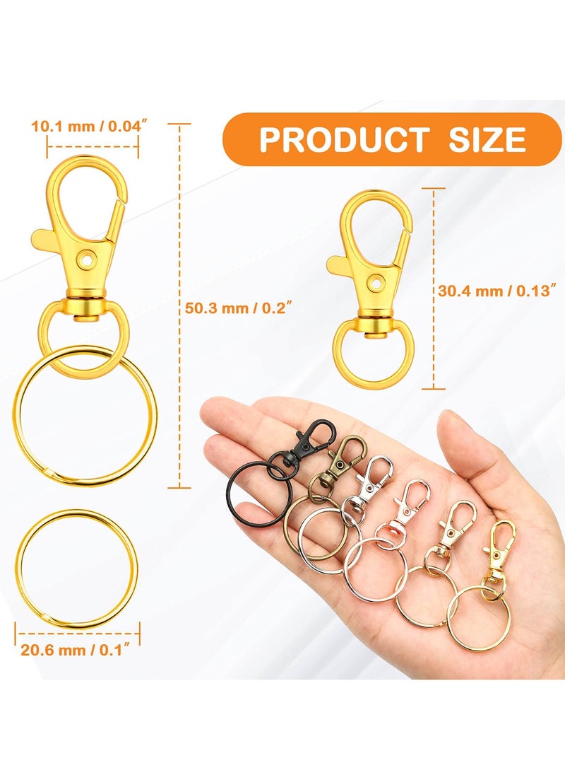 KASTWAVE - 120pcs Key Chain Clip Hooks, Swivel Clasps Lanyard Snap Hook with Rings, Keychain Hooks for Lanyard, Purse and Crafting, Lobster Claw Keychains Jewelry DIY Crafts - Image 1
