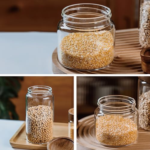 MOLADRI 40 oz/1200 ml Clear Glass Storage Canister with Airtight Wooden Screw Lid, Large Tall Cute Decorative Glass Food Container Jar for Coffee,Spice,Candy,Salt,Cookie,Condiment,Pepper,Sugar,Pasta - Image 4