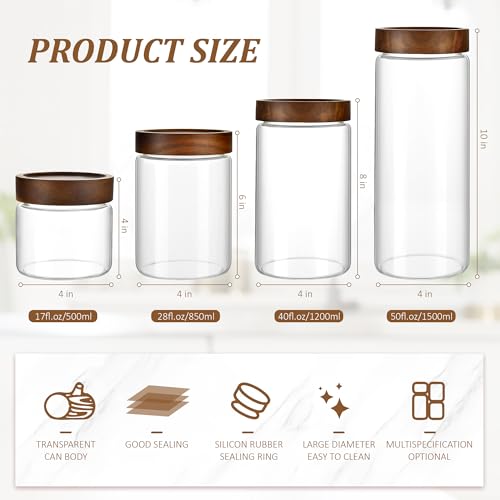 MOLADRI 40 oz/1200 ml Clear Glass Storage Canister with Airtight Wooden Screw Lid, Large Tall Cute Decorative Glass Food Container Jar for Coffee,Spice,Candy,Salt,Cookie,Condiment,Pepper,Sugar,Pasta - Image 3