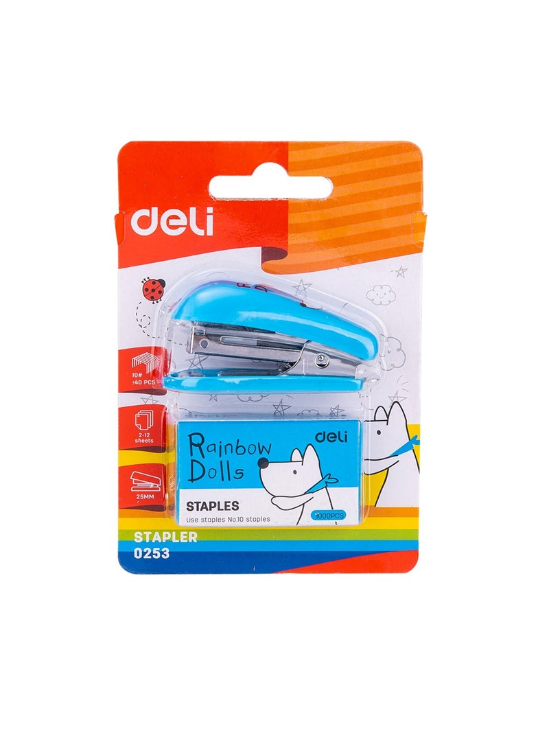 Deli 1-Piece Mini Stapler With A Pack Of Pins Assorted Colours  - Image 1
