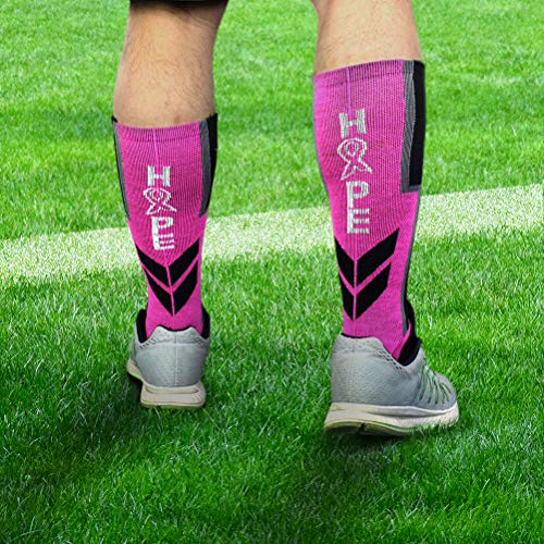 sticro Breast Cancer Awareness Pink Ribbon Hope Socks & Wristbands Set - 1 Pair Athletic Crew Socks + 2 Pcs Wrist Sweatbands - Image 5