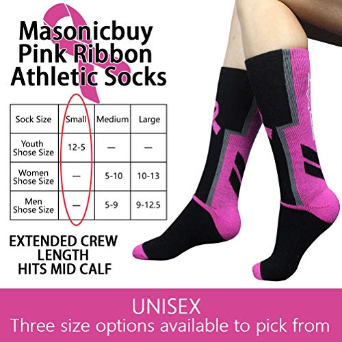 sticro Breast Cancer Awareness Pink Ribbon Hope Socks & Wristbands Set - 1 Pair Athletic Crew Socks + 2 Pcs Wrist Sweatbands - Image 2