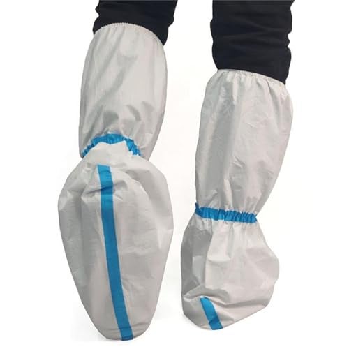 ZMDREAM Hazmat Boot and Shoe Covers 6 Pairs Disposable Knee High Booties Non-Slip and Waterproof White 18 inches Tall - Image 1