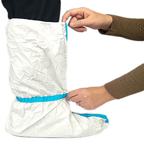 ZMDREAM Hazmat Boot and Shoe Covers 6 Pairs Disposable Knee High Booties Non-Slip and Waterproof White 18 inches Tall - Image 5