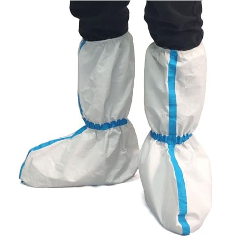 ZMDREAM Hazmat Boot and Shoe Covers 6 Pairs Disposable Knee High Booties Non-Slip and Waterproof White 18 inches Tall - Image 2