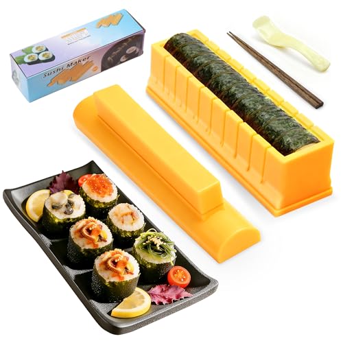QCCTPUU Sushi Maker, DIY Sushi Making Kit with Sushi Mold, Chopsticks, Spoon, Easy to Make Round Shaped Sushi for Home Use, Perfect Sushi Kit for Beginners - Image 1