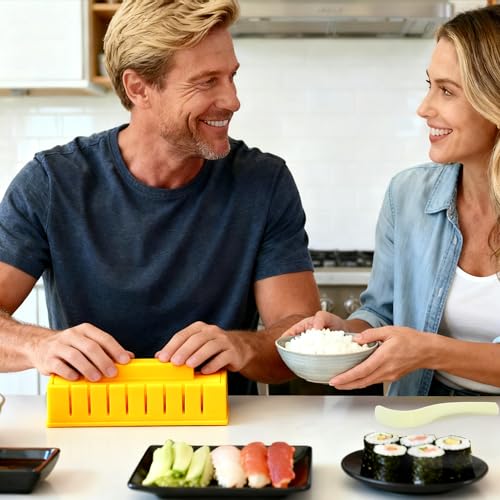 QCCTPUU Sushi Maker, DIY Sushi Making Kit with Sushi Mold, Chopsticks, Spoon, Easy to Make Round Shaped Sushi for Home Use, Perfect Sushi Kit for Beginners - Image 5