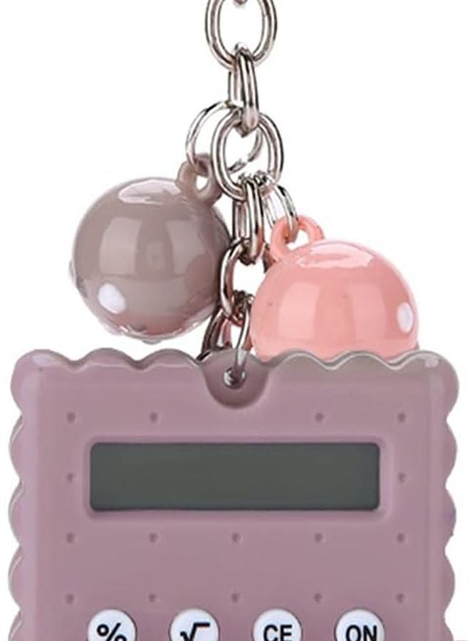 Mini Biscuit Shape Keychain Calculator 8 Digits Color 3 For Kids Students - Image 1
