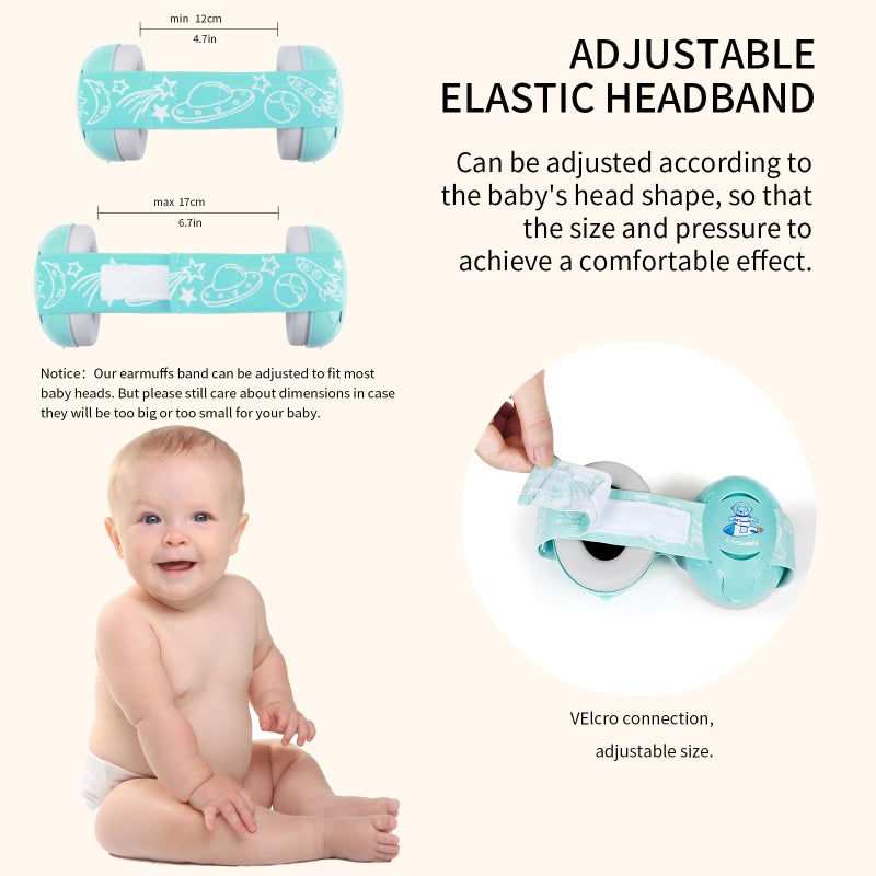 LYSIAN Aqua Baby Ear Muffs Noise Cancelling Headphone for Infants with Elastic Headband, Hearing Protection Kid Earmuffs for Sleep, Parade, Festival, Games,Travel, Fireworks - Image 5