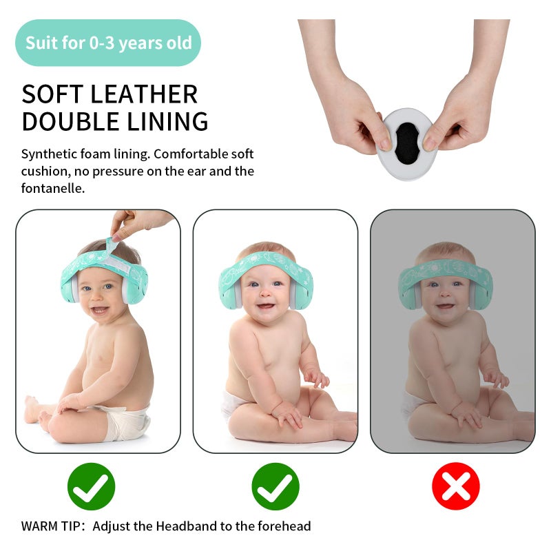 LYSIAN Aqua Baby Ear Muffs Noise Cancelling Headphone for Infants with Elastic Headband, Hearing Protection Kid Earmuffs for Sleep, Parade, Festival, Games,Travel, Fireworks - Image 4