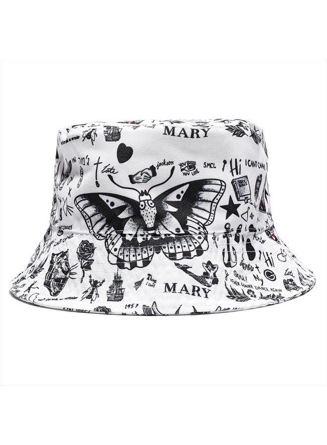 ASVP Shop Harry Tattoo Bucket Hat Summer Concert Outfit Cap Merch White - Image 1
