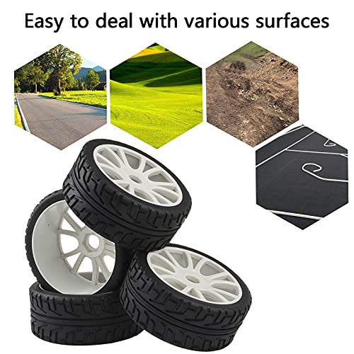 Rowiz White 1:8 RC Buggy Hex 17mm Double 6 Spoke Wheels Rubber Tires with H Pattern - Image 4