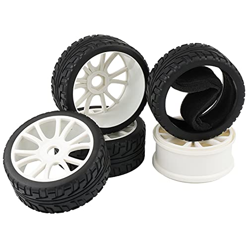 Rowiz White 1:8 RC Buggy Hex 17mm Double 6 Spoke Wheels Rubber Tires with H Pattern - Image 5