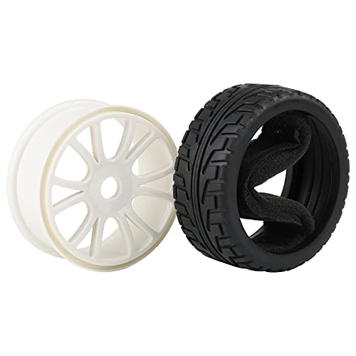 Rowiz White 1:8 RC Buggy Hex 17mm Double 6 Spoke Wheels Rubber Tires with H Pattern - Image 3