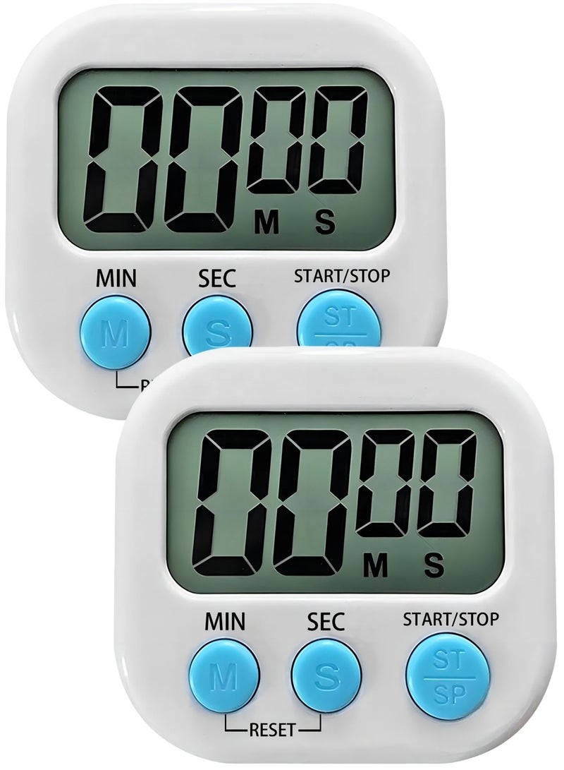 Umiwin 2 Pack LCD Digital Kitchen Countdown Magnetic Timer White - Image 1