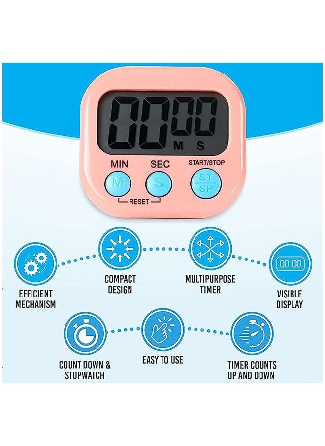 Umiwin LCD Digital Kitchen Countdown Magnetic Timer Pink  - Image 4