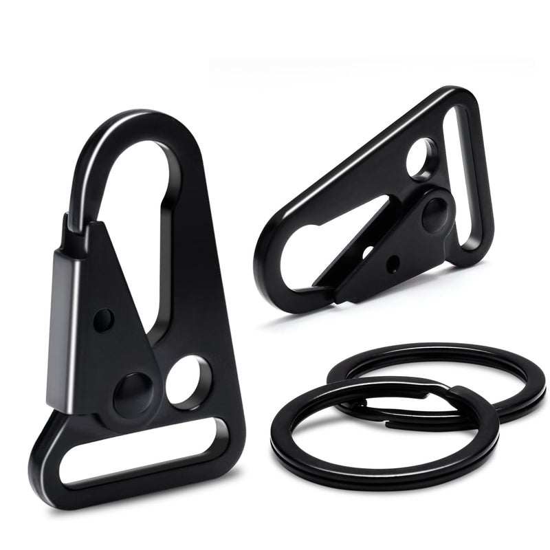 Muzztech Pack of 2 Metal Tactical Snap Hook 1-inch and Ring Car Keys Chain Clip Heavy Duty Keychain Attachments for Paracord Bracelets Necklaces Molle Bags Lanyard Accessories (Black) - Image 1