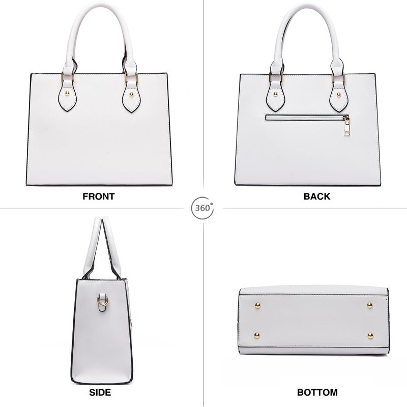 CHICAROUSAL Crossbody Purses and Handbags for Women PU Leather Tote Top Handle Satchel Shoulder Bags (White) - Image 4