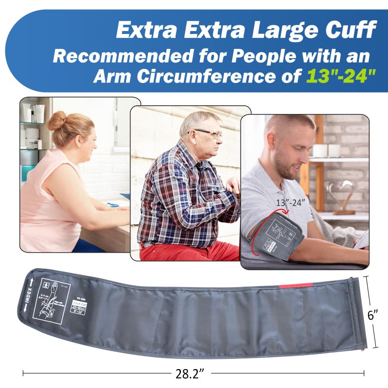ELERA Extra Large Blood Pressure Cuff (9"-24" | 22-60cm) - XL Replacement BP Cuff for Big Arms, Compatible with Most BP Monitors, Adult Cuff Only - 6 Connectors - Image 3