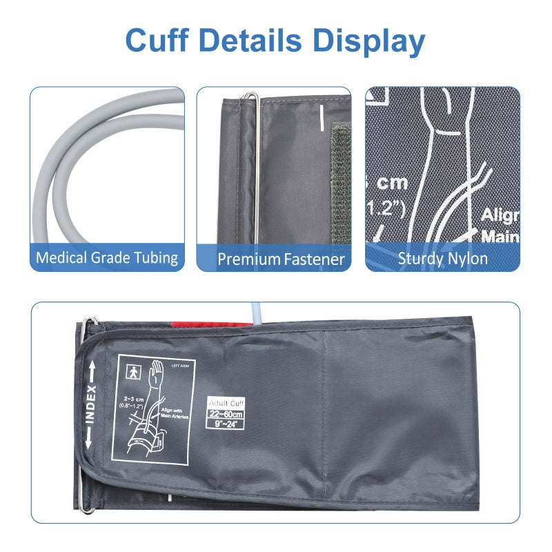ELERA Extra Large Blood Pressure Cuff (9"-24" | 22-60cm) - XL Replacement BP Cuff for Big Arms, Compatible with Most BP Monitors, Adult Cuff Only - 6 Connectors - Image 5