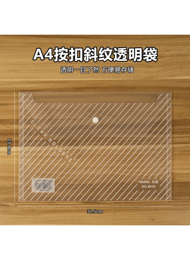 HELPS Office Stationery Transparent Snap File Bag Student Plastic Paper Storage Bag Waterproof A4 Color Thickened File Bag - Image 1