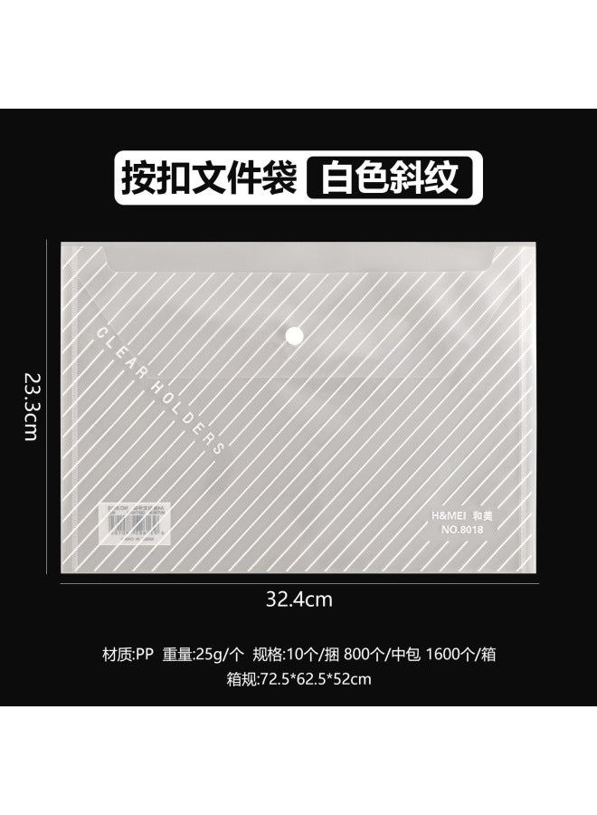 Office Stationery Transparent Snap File Bag Student Plastic Test Paper Storage Bag Waterproof A4 Thickened File Bag - Image 1