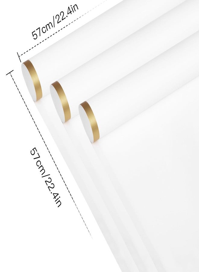 WRAPAHOLIC 20 Sheets Flower Wrapping Paper - 22.4 x 22.4 inch White with Gold Edge Water-Resistant Floral Bouquet Wrapping Paper, Florist Supplies Packaging Paper for Wedding Birthday Gift DIY - Image 2