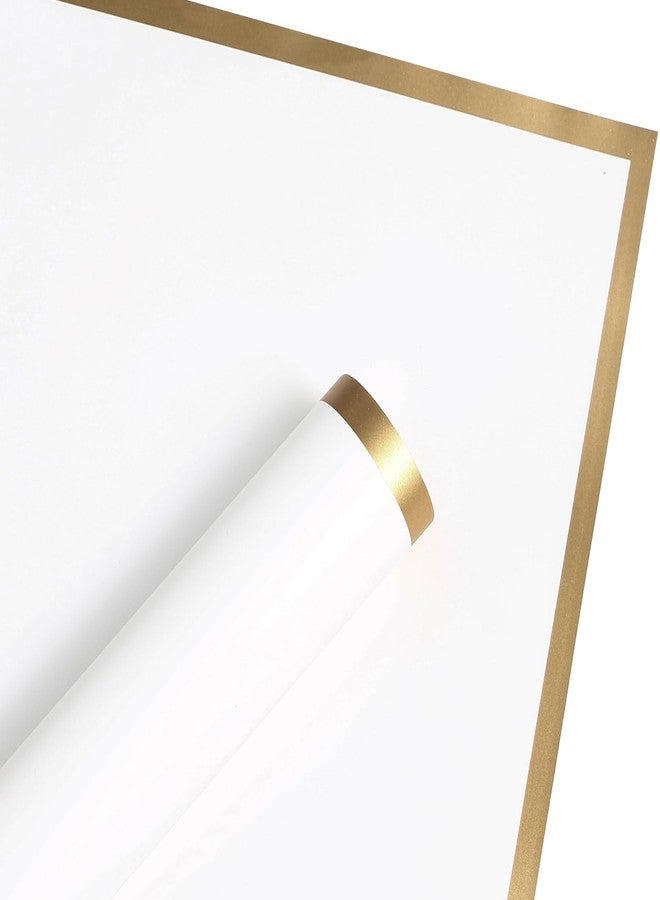 WRAPAHOLIC 20 Sheets Flower Wrapping Paper - 22.4 x 22.4 inch White with Gold Edge Water-Resistant Floral Bouquet Wrapping Paper, Florist Supplies Packaging Paper for Wedding Birthday Gift DIY - Image 4