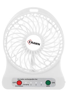 KRAWN Portable Rechargeable Krawn White Mini Fan with LED Light USB Charging Adjustable Speed and Night Light , Ideal for Home Office Travel and Outdoor Use- SH 2100  - Image 2